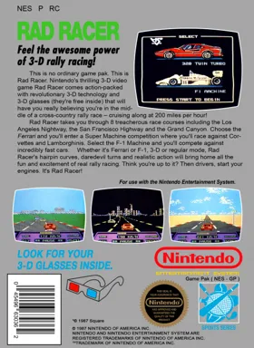 Rad Racer (USA) box cover back